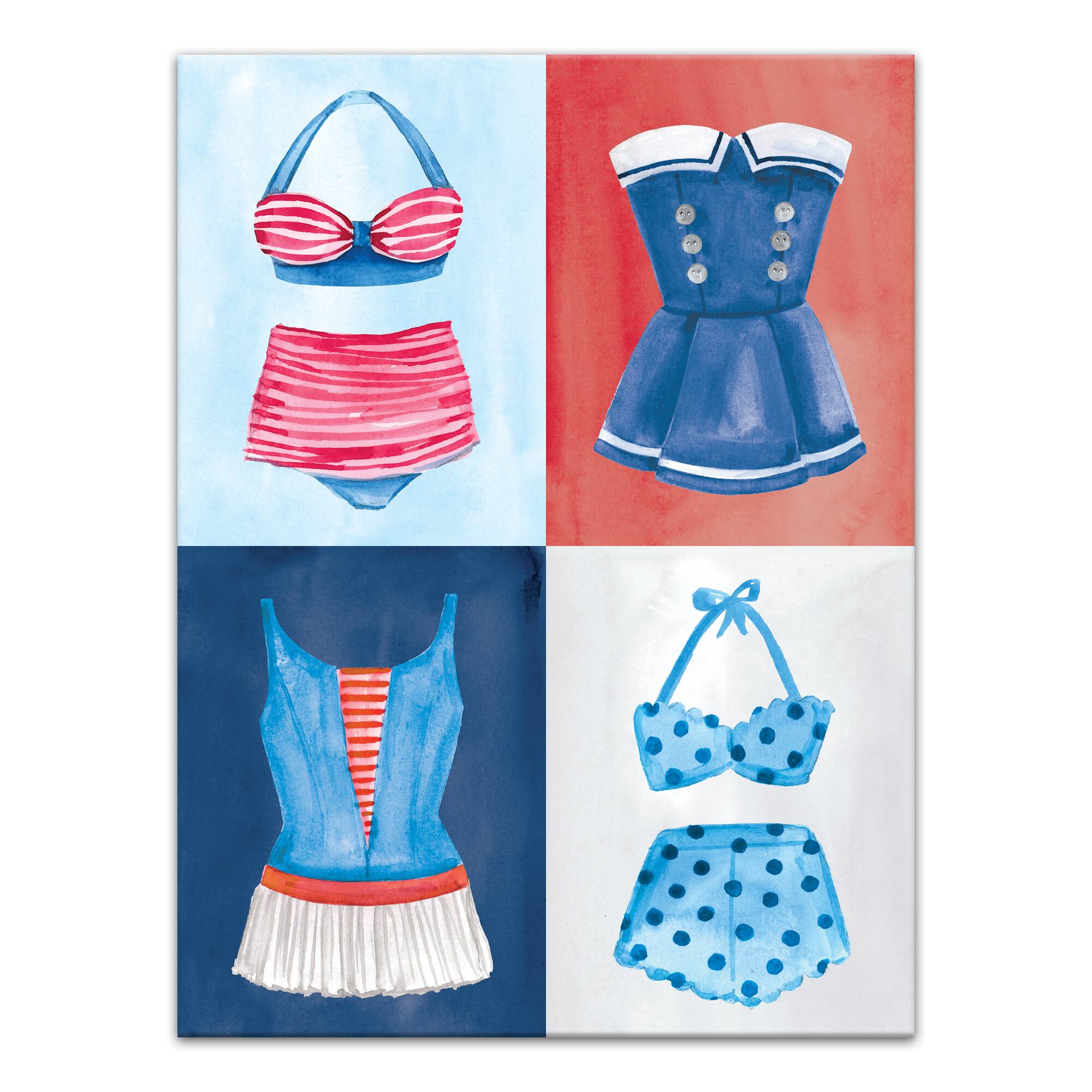 Vintage Patriotic Swimwear Canvas Wall Art